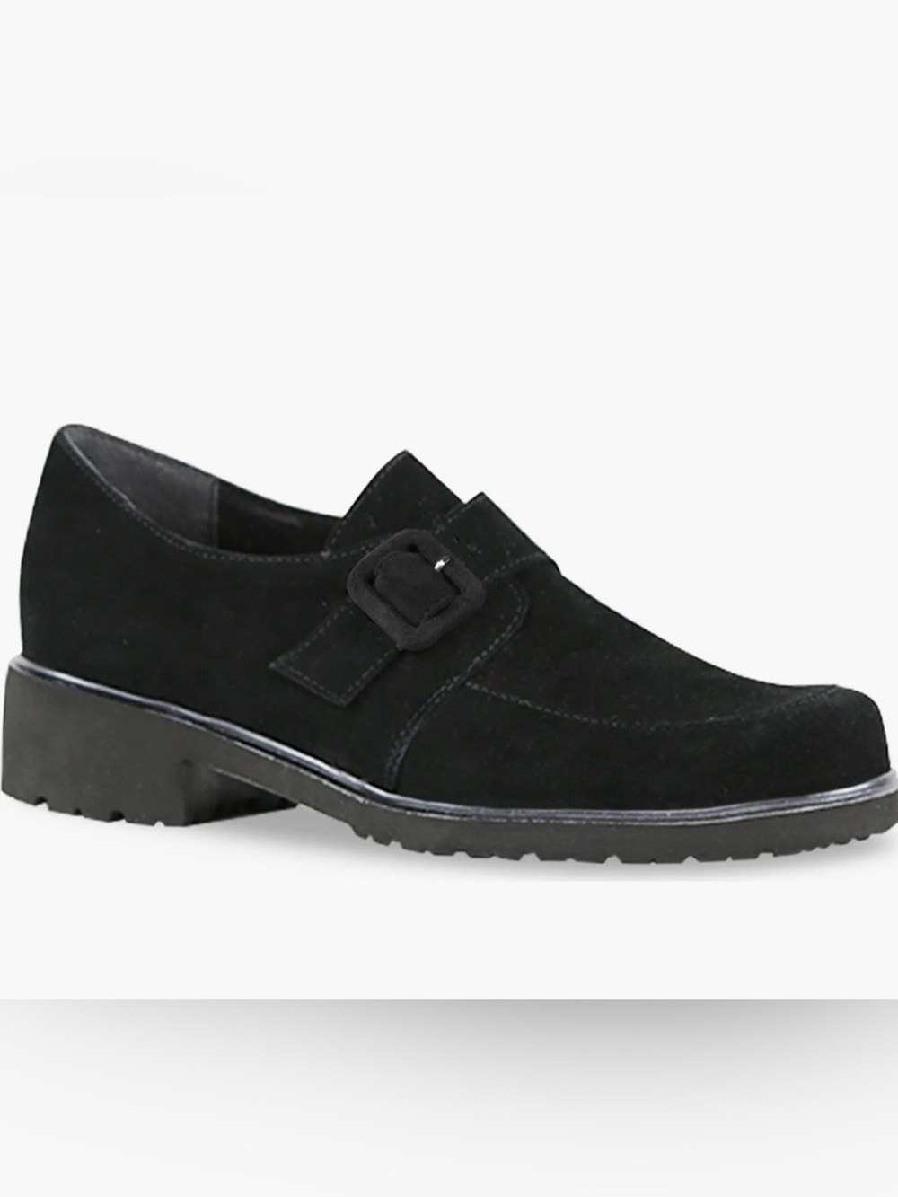 Munro Winslow Black Suede Monk Strap Women’s Loafers Buckle Dark Academia 7M